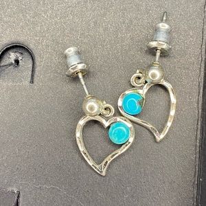 Sterling Silver and turquoise heart earrings